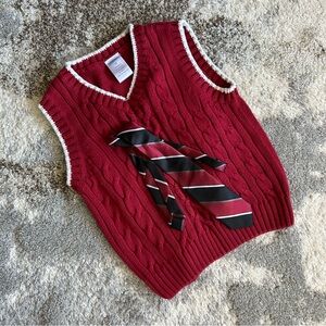 Gymboree 2T boys holiday Christmas sweater vest with tie red